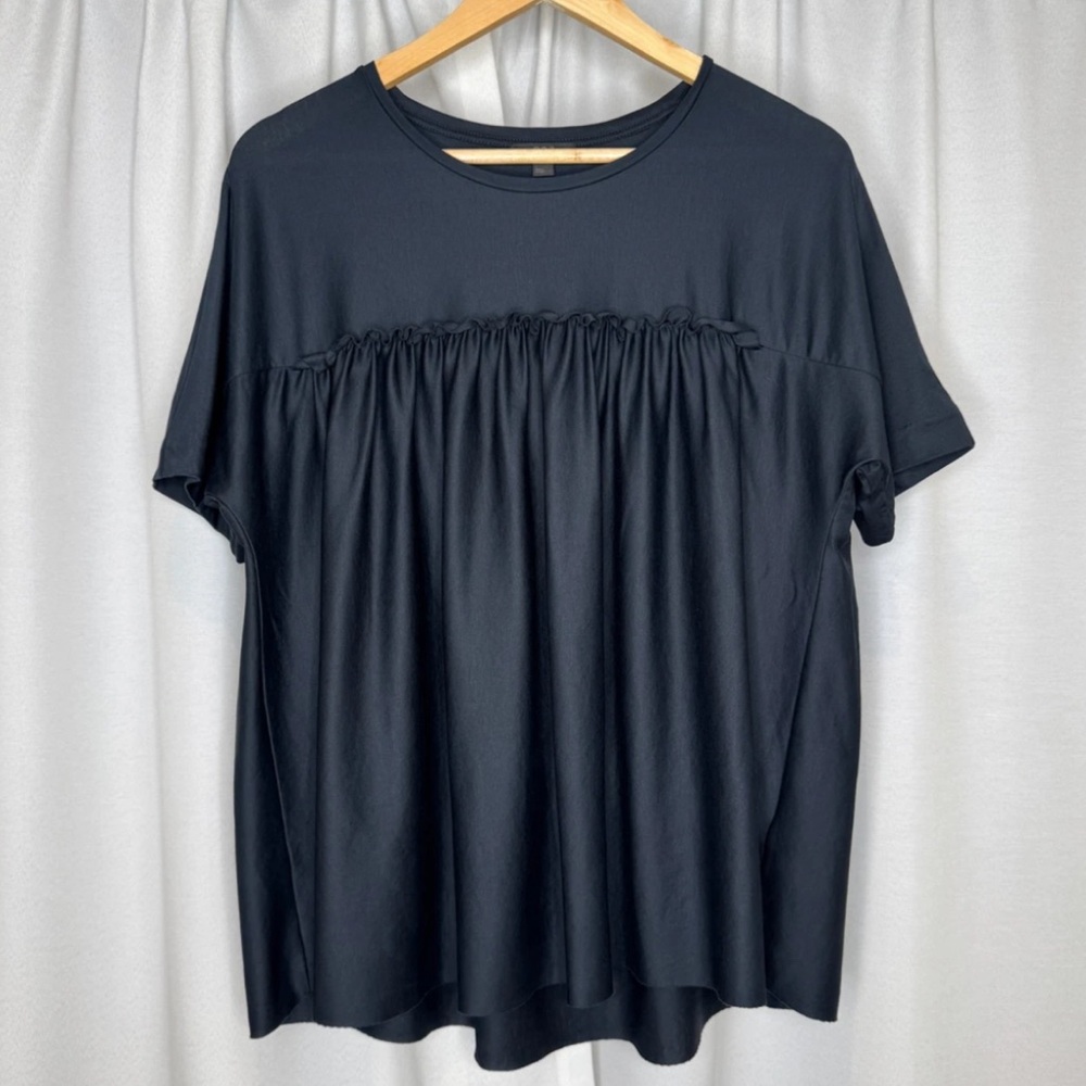 COS Navy Blue Pleated Scrunch Shirt Blouse Casual Work‎ Career